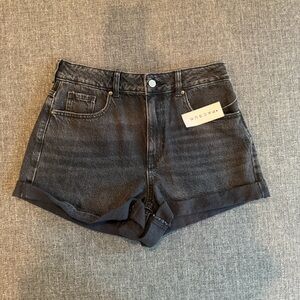 PacSun Washed Black High-Rise Rolled Hem Denim Shorts